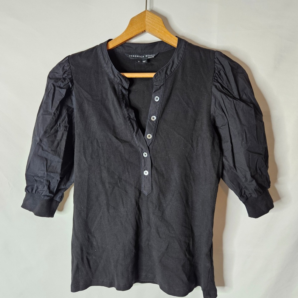 Veronica Beard Coralee Puff Sleeve Top sz M